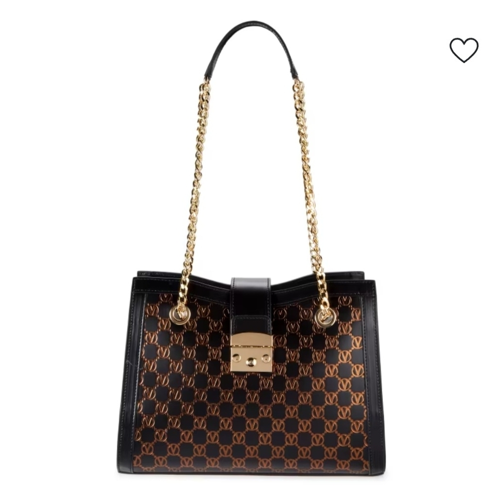 VALENTINO Designer Chain-Handle Tote in Black and Brown - Luxury Women's Bag